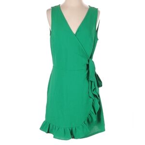 EMMA & MICHELE Women's Green Ruffle Wrap Skort Romper